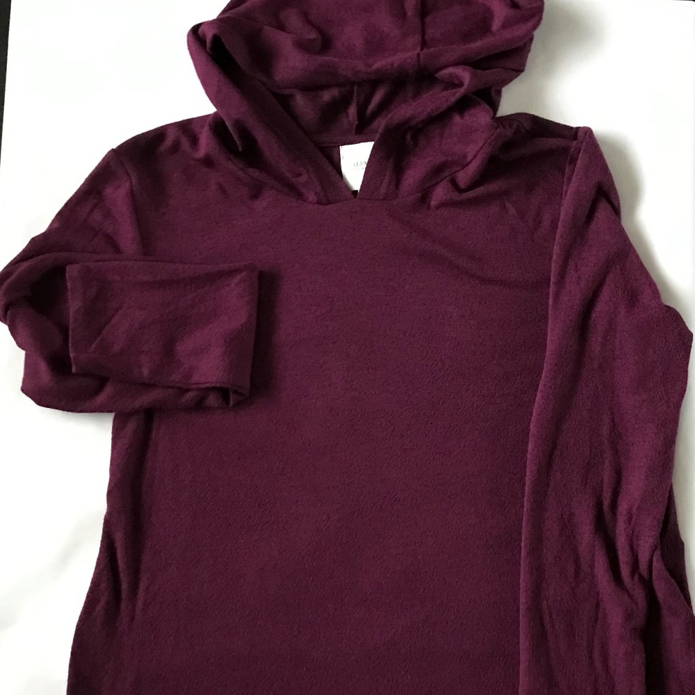 Alfani Marled Burgundy/Black Soft Knit Hoodie Tunic Medium